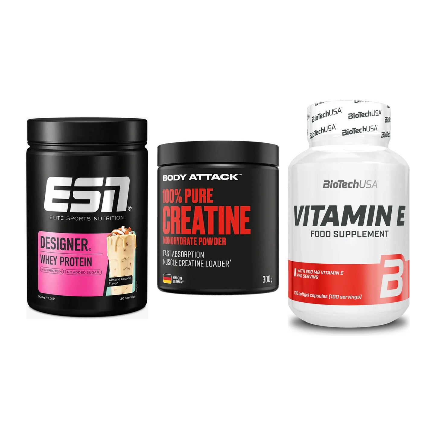 Einsteiger-Set: ESN Designer + Body Attack 100% + BioTech Vitamin – alle enthaltenen Artikel