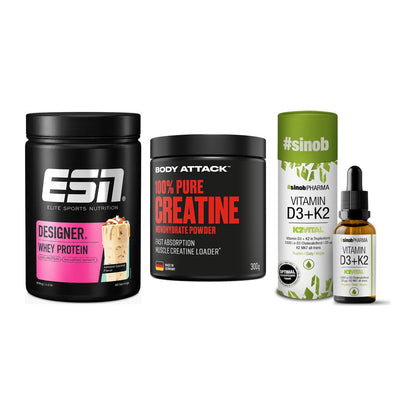 Einsteiger-Set: ESN Designer + Body Attack 100% + Sinob Vitamin D3 – alle enthaltenen Artikel