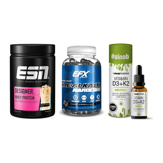 Einsteiger-Set: ESN Designer + EFX Kre-Alkalyn + Sinob Vitamin D3 – alle enthaltenen Artikel