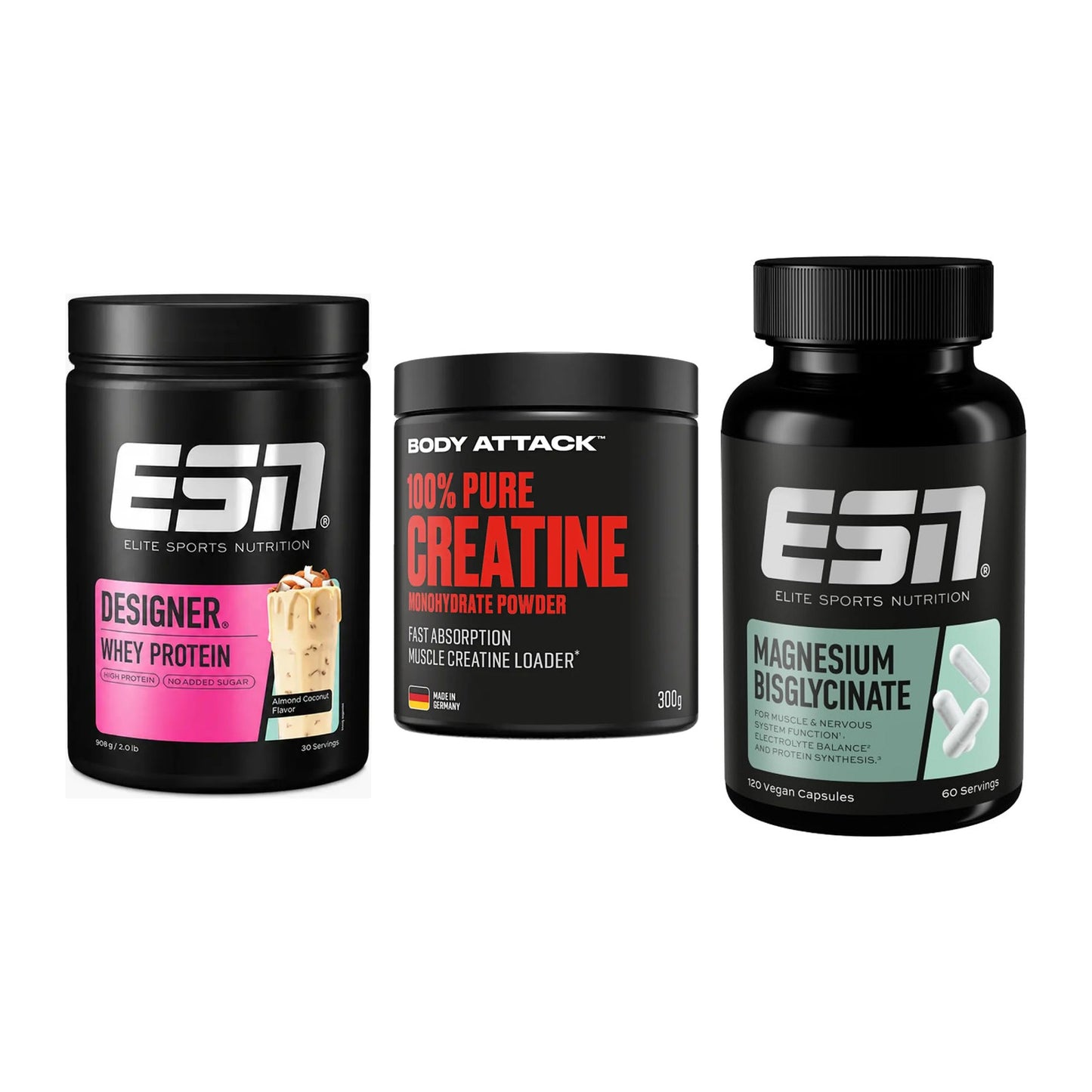 Einsteiger-Set: ESN Designer + Body Attack 100% + ESN Magnesium – alle enthaltenen Artikel
