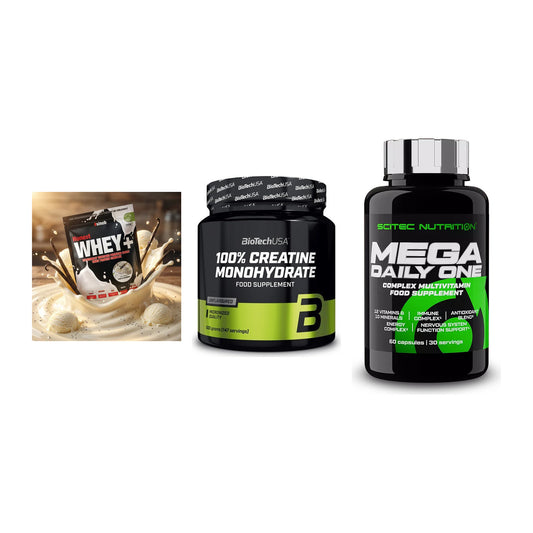 Einsteiger-Set: Sinob Honest + BioTech Creatine + Scitec Mega – alle enthaltenen Artikel