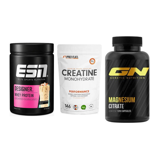 Einsteiger-Set: ESN Designer + ProFuel Creatine + GN Magnesium – alle enthaltenen Artikel