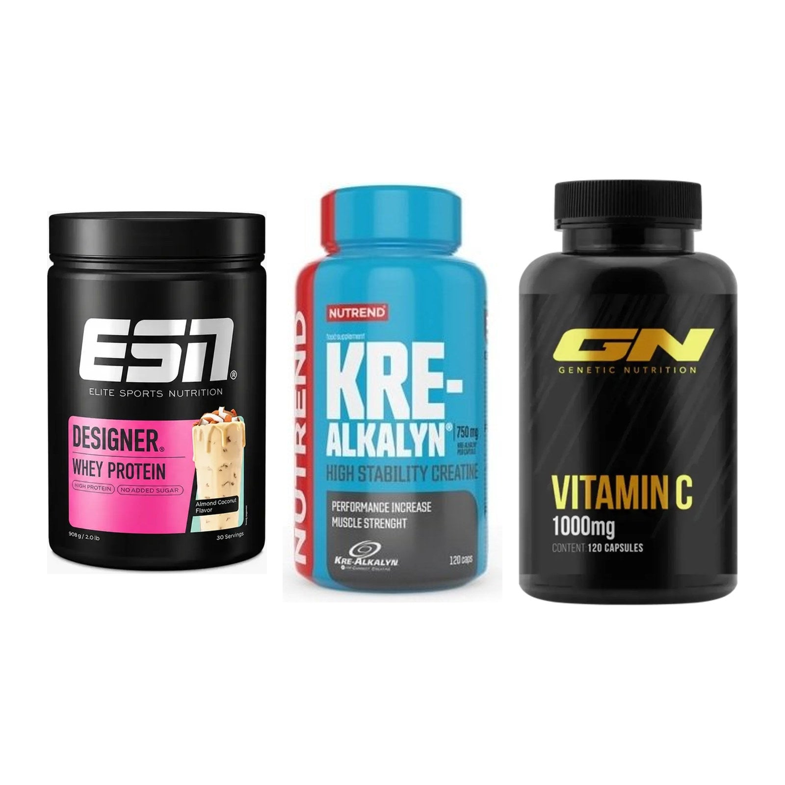 Einsteiger-Set: ESN Designer + Nutrend Kre-Alka + GN Vitamin C – alle enthaltenen Artikel