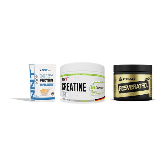 Einsteiger-Set: NNT Whey + MST Creatin Pro CREAPURE + Peak Resveratrol – alle enthaltenen Artikel
