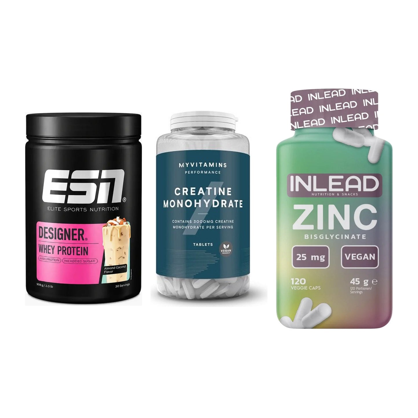 Einsteiger-Set: ESN Designer + MyProtein + INLEAD Zink – alle enthaltenen Artikel
