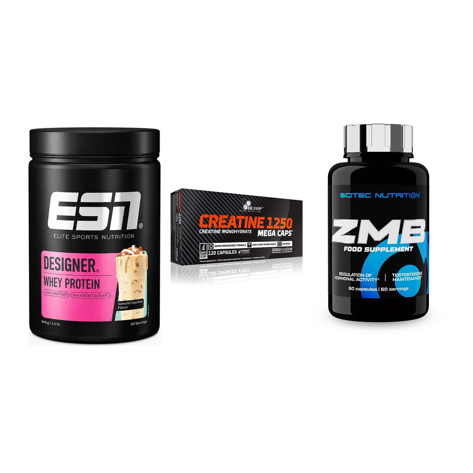 Einsteiger-Set: ESN Designer + Olimp Creatine + Scitec ZMB – alle enthaltenen Artikel