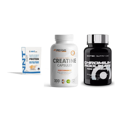 Einsteiger-Set: NNT Whey + ProFuel Creatine + Scitec Chromium – alle enthaltenen Artikel