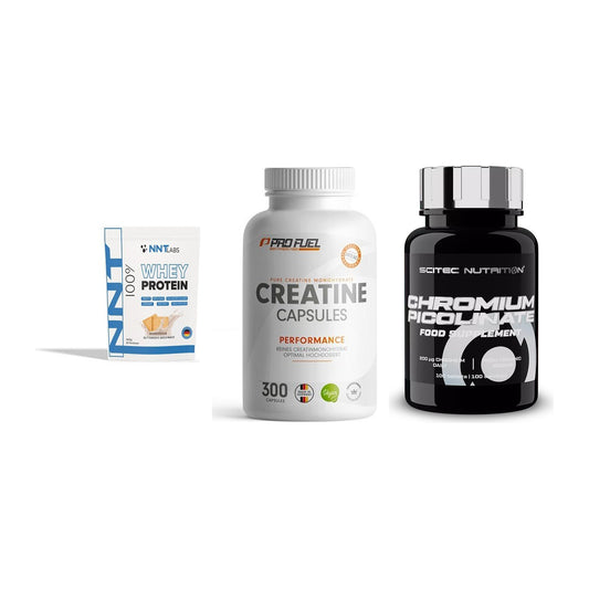 Einsteiger-Set: NNT Whey + ProFuel Creatine + Scitec Chromium – alle enthaltenen Artikel