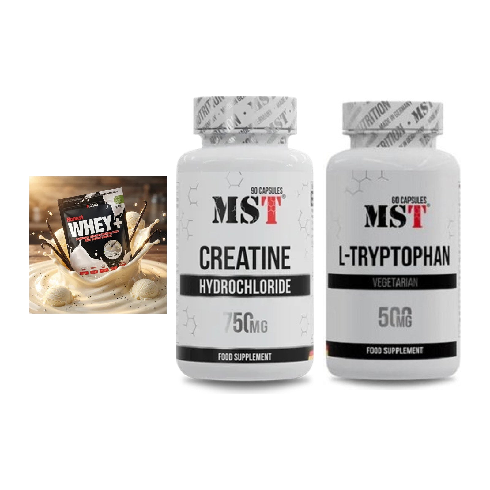 Einsteiger-Set: Sinob Honest + MST Creatin HCL + MST Tryptophan – alle enthaltenen Artikel