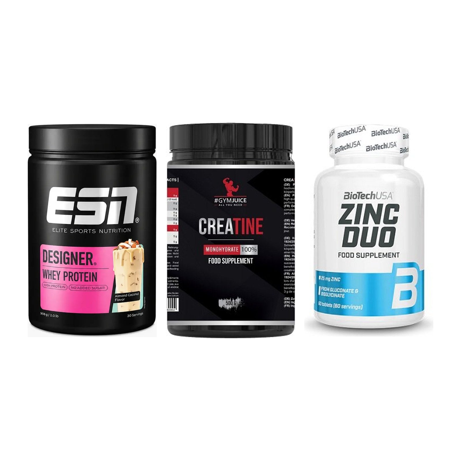 Einsteiger-Set: ESN Designer + #GYMJUICE + BioTech Zinc Duo – alle enthaltenen Artikel