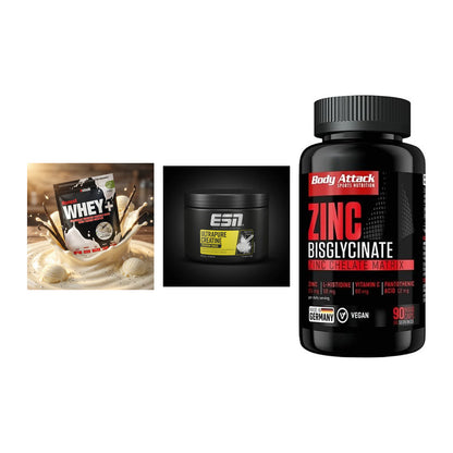 Einsteiger-Set: Sinob Honest + ESN Ultrapure + Body Attack Zink – alle enthaltenen Artikel