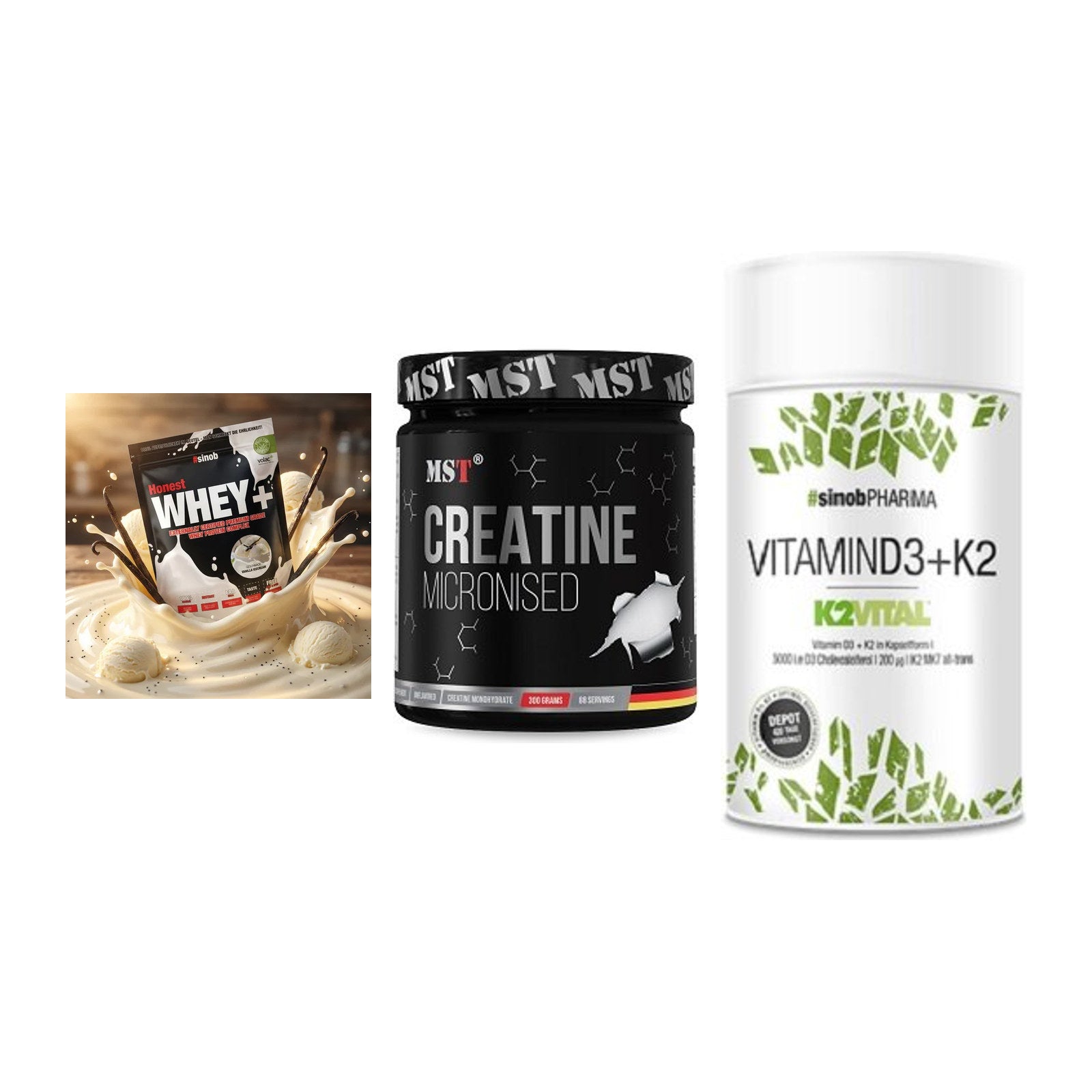 Einsteiger-Set: Sinob Honest + MST Creatin + Sinob Vitamin D3 – alle enthaltenen Artikel