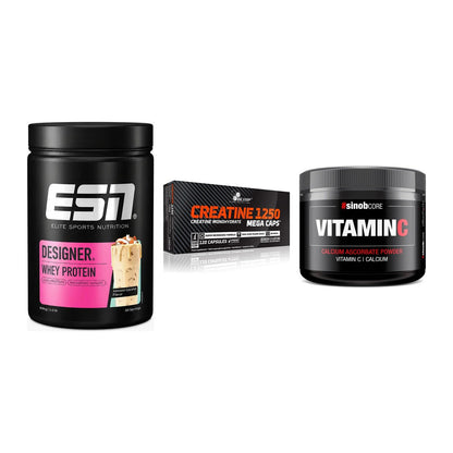 Einsteiger-Set: ESN Designer + Olimp Creatine + Sinob Vitamin C – alle enthaltenen Artikel
