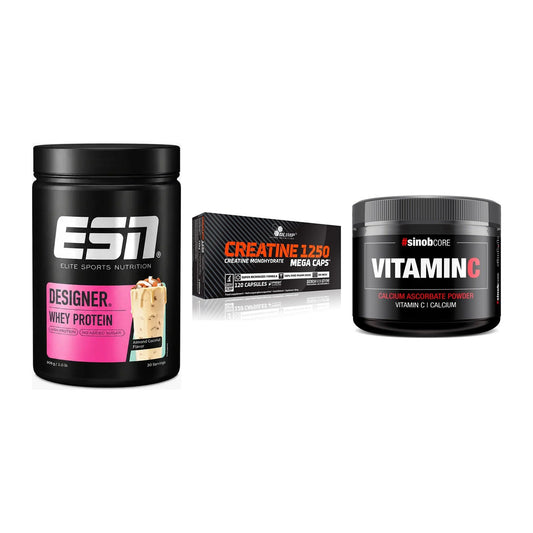 Einsteiger-Set: ESN Designer + Olimp Creatine + Sinob Vitamin C – alle enthaltenen Artikel