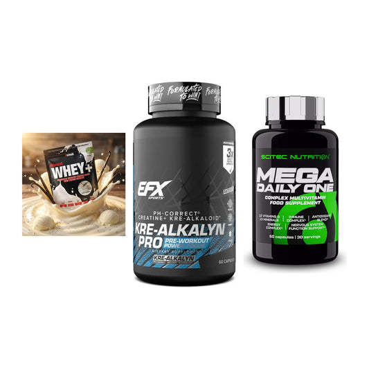 Einsteiger-Set: Sinob Honest + EFX Kre-Alkalyn + Scitec Mega – alle enthaltenen Artikel
