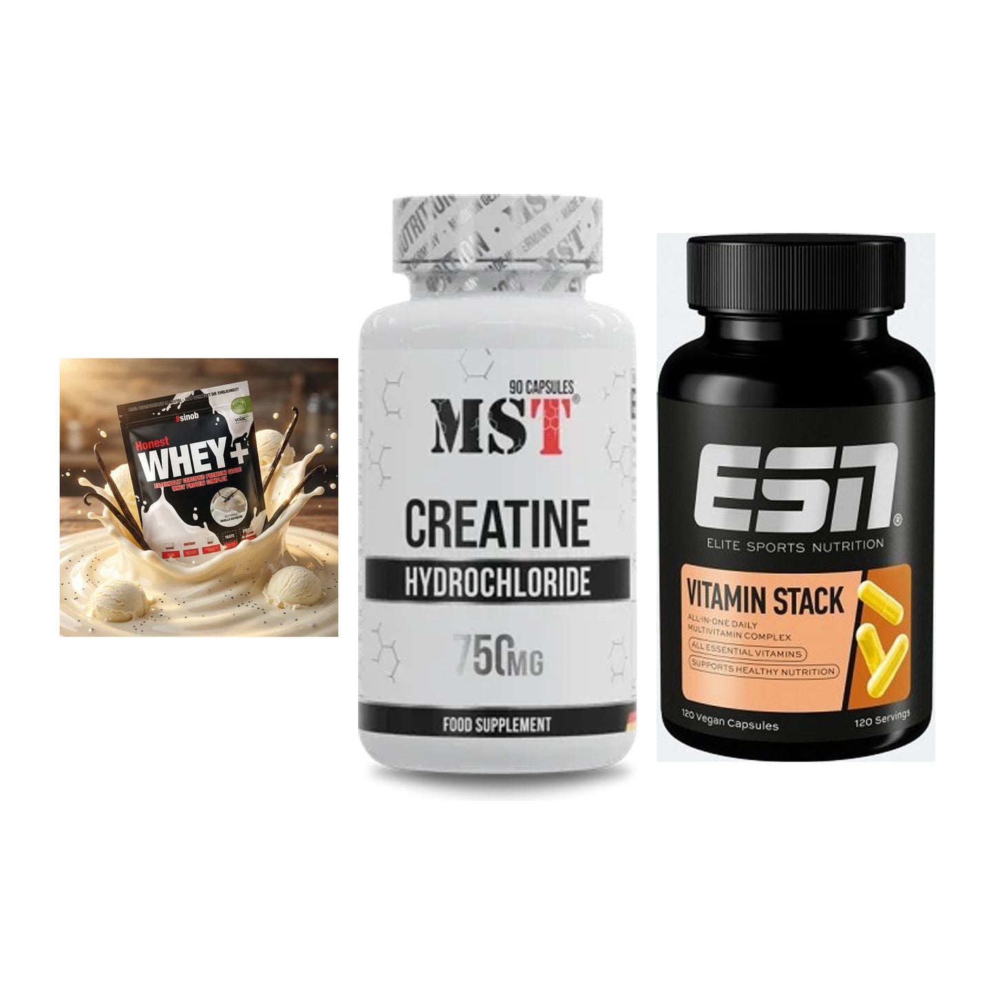 Einsteiger-Set: Sinob Honest + MST Creatin HCL + ESN Vitamin – alle enthaltenen Artikel
