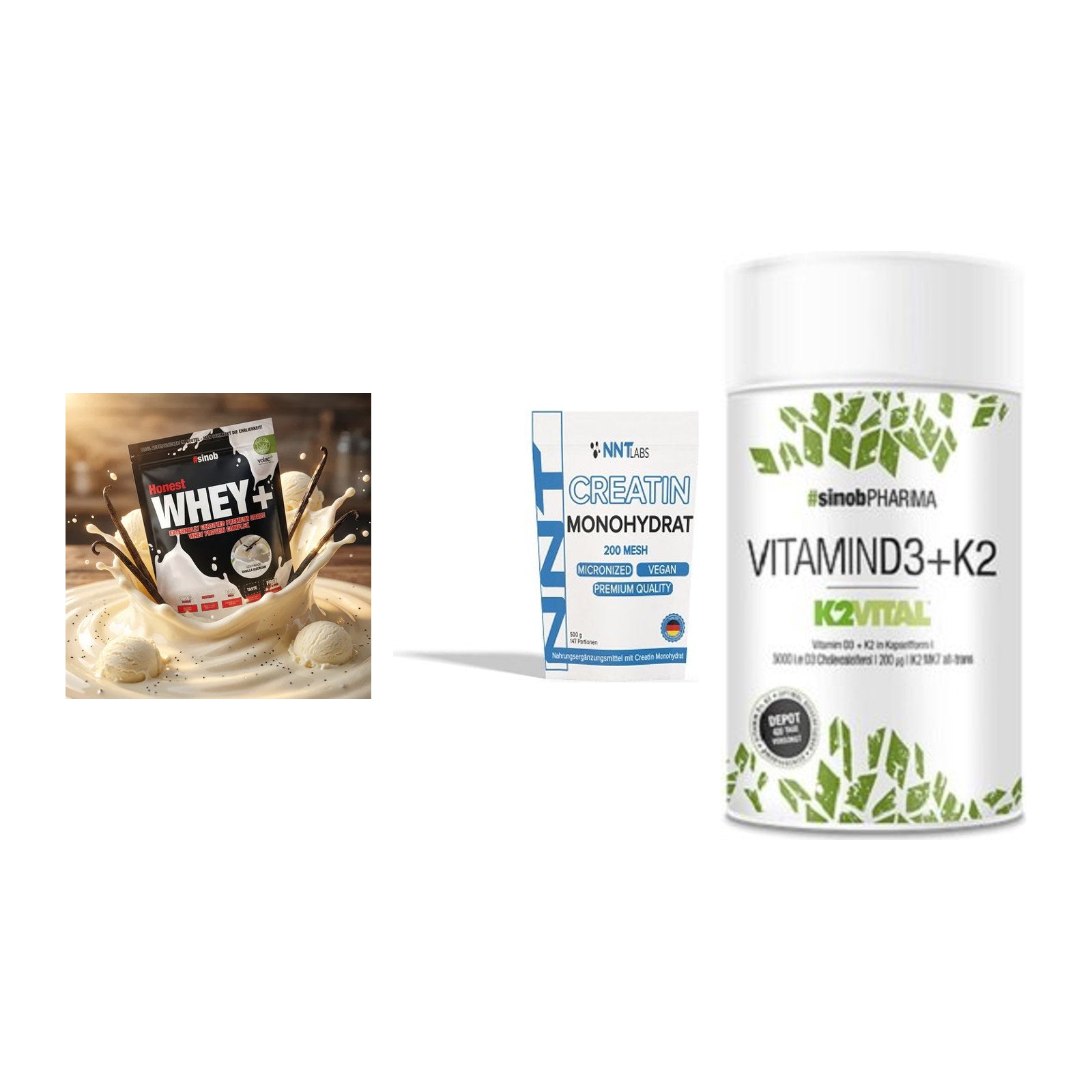 Einsteiger-Set: Sinob Honest + NNT Creatin + Sinob Vitamin D3 – alle enthaltenen Artikel