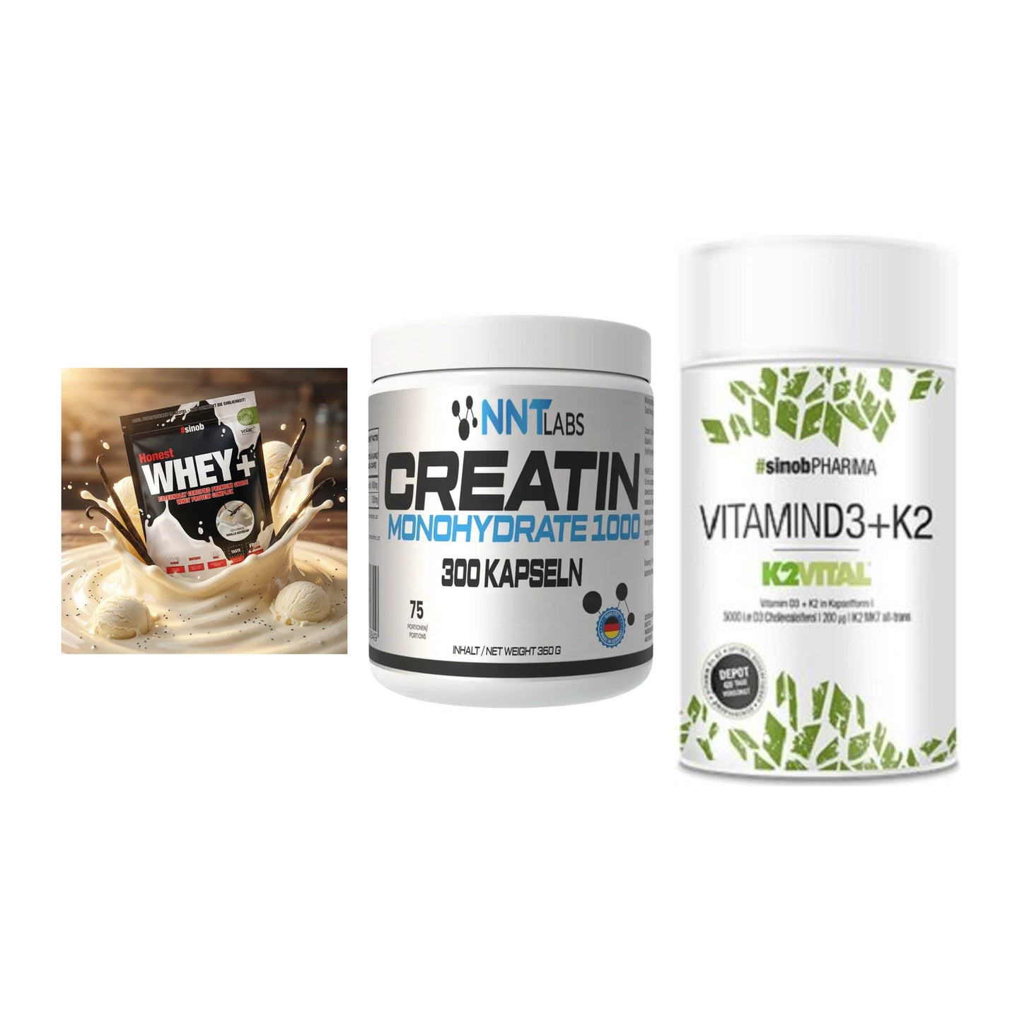 Einsteiger-Set: Sinob Honest + NNT Creatin 1000 + Sinob Vitamin D3 – alle enthaltenen Artikel
