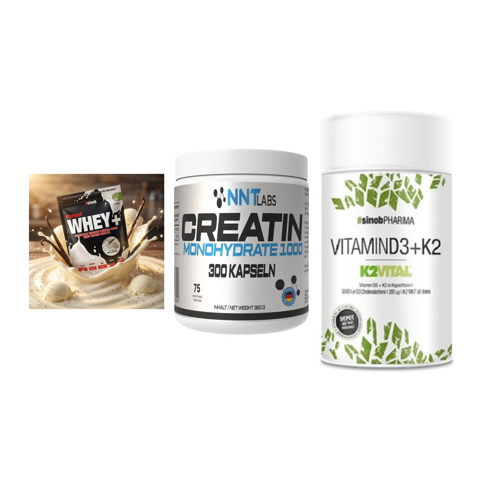 Einsteiger-Set: Sinob Honest + NNT Creatin 1000 + Sinob Vitamin D3 – alle enthaltenen Artikel