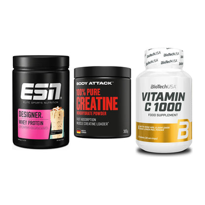 Einsteiger-Set: ESN Designer + Body Attack 100% + BioTech Vitamin – alle enthaltenen Artikel