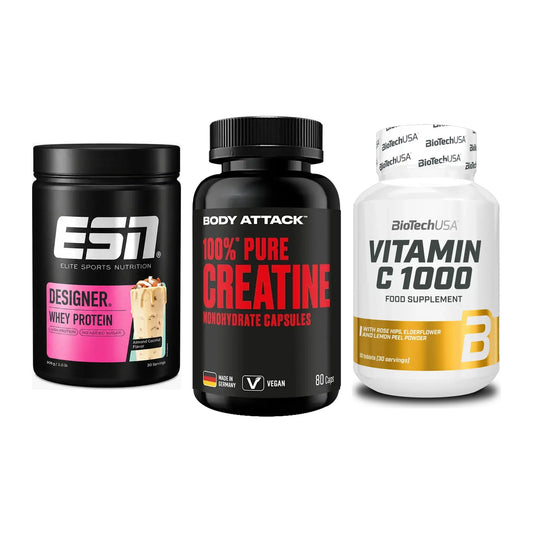 Einsteiger-Set: ESN Designer + Body Attack 100% + BioTech Vitamin – alle enthaltenen Artikel