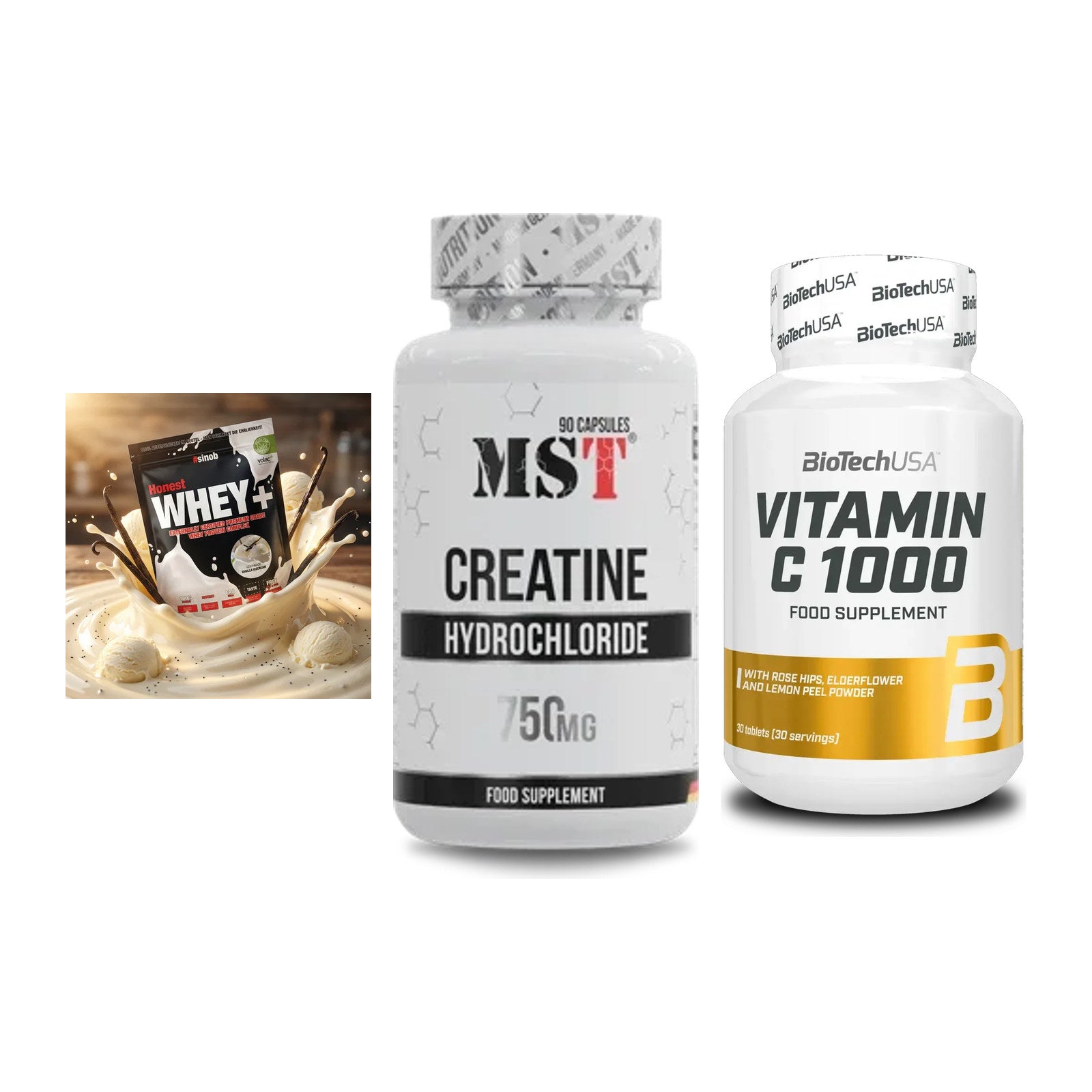 Einsteiger-Set: Sinob Honest + MST Creatin HCL + BioTech Vitamin – alle enthaltenen Artikel
