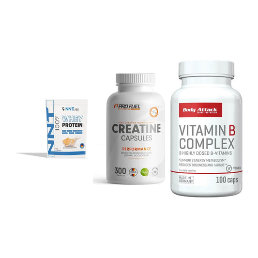 Einsteiger-Set: NNT Whey + ProFuel Creatine + Body Attack – alle enthaltenen Artikel