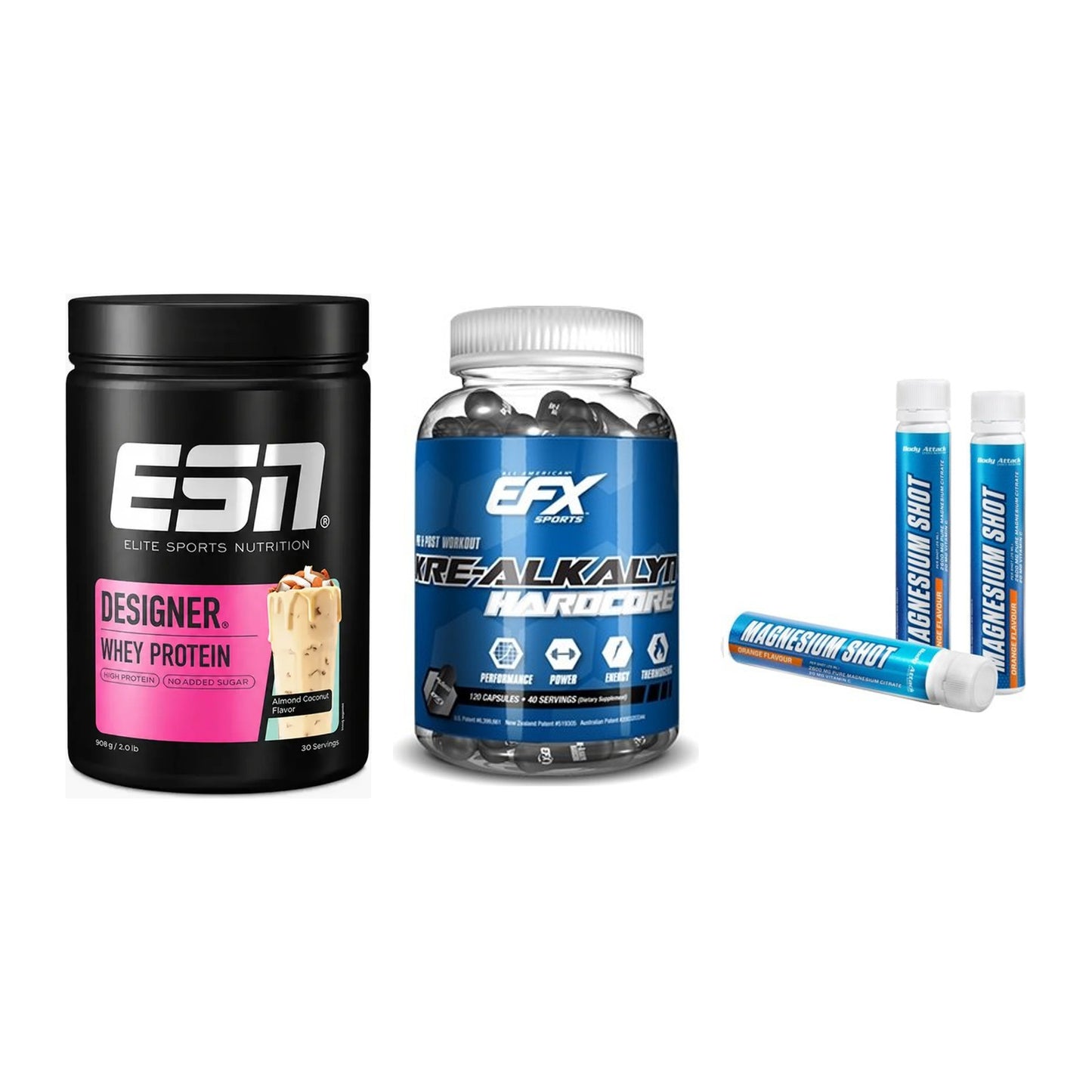 Einsteiger-Set: ESN Designer + EFX Kre-Alkalyn + Body Attack – alle enthaltenen Artikel