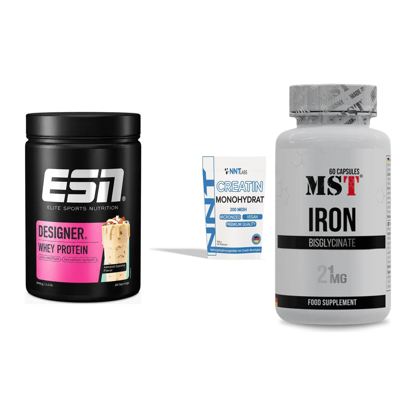 Einsteiger-Set: ESN Designer + NNT Creatin + MST Iron Bisglyc – alle enthaltenen Artikel
