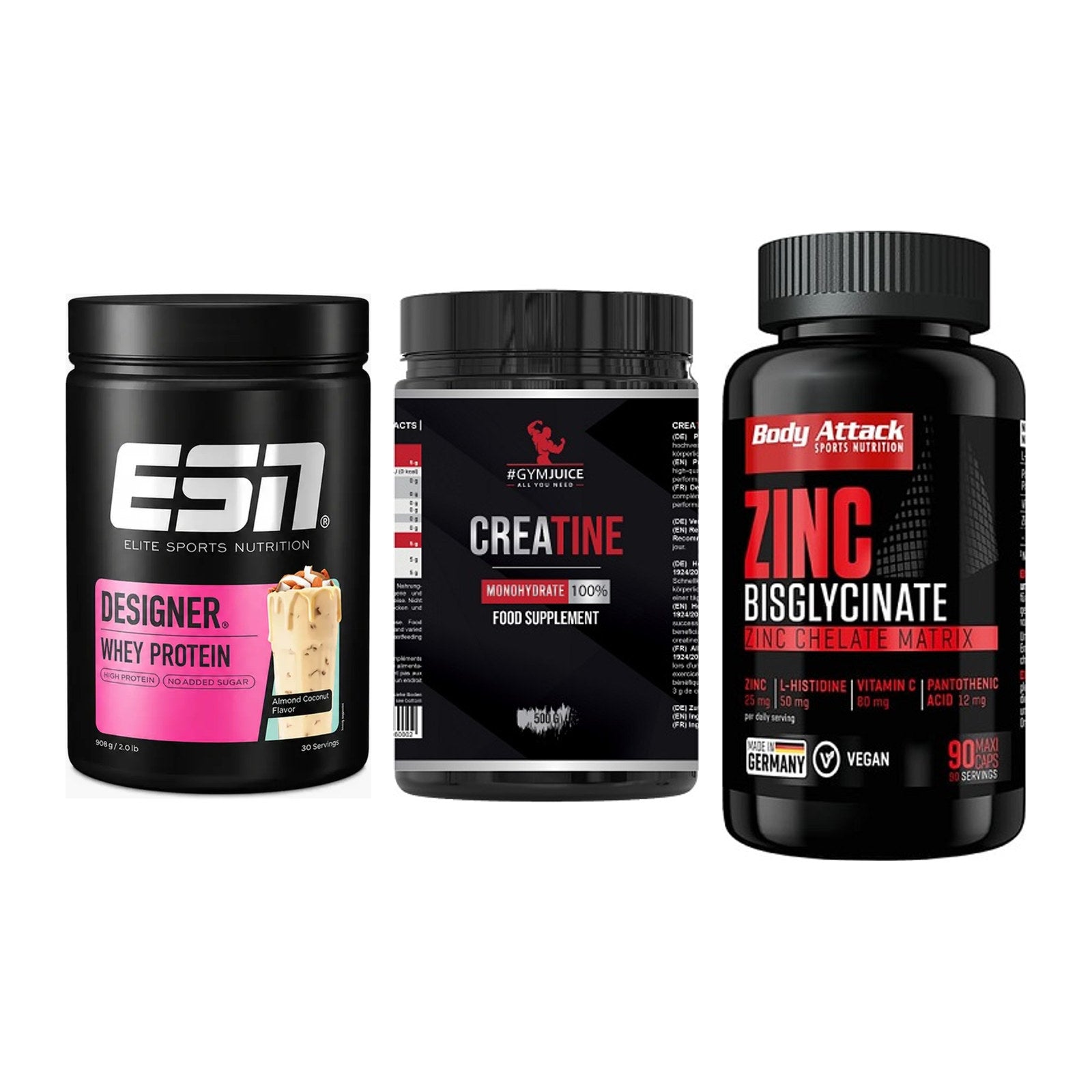 Einsteiger-Set: ESN Designer + #GYMJUICE + Body Attack Zink – alle enthaltenen Artikel