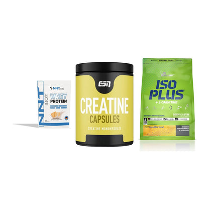 Einsteiger-Set: NNT Whey + ESN Ultrapure Creatine + Olimp Iso Plus – alle enthaltenen Artikel