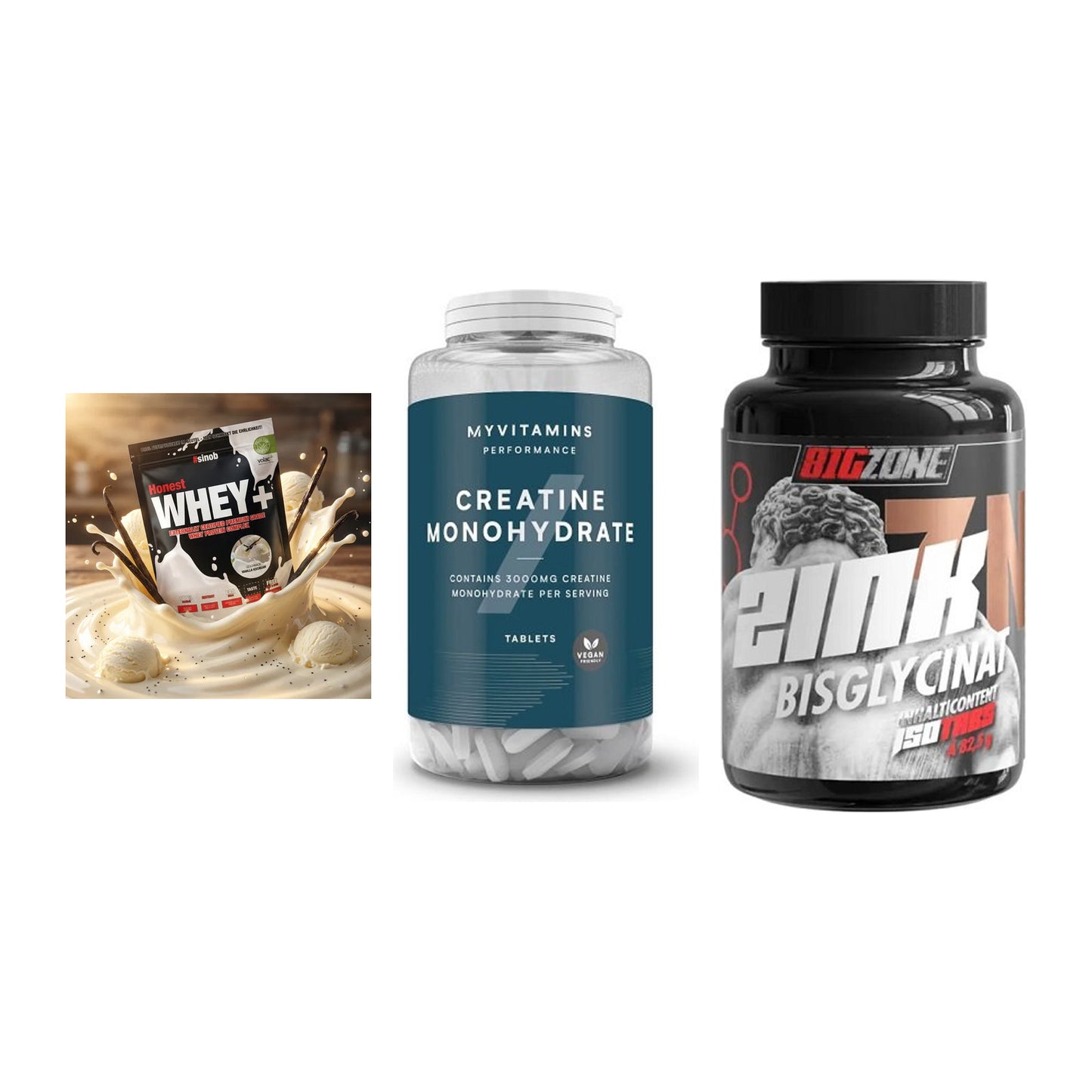 Einsteiger-Set: Sinob Honest + MyProtein + Big Zone Zink – alle enthaltenen Artikel