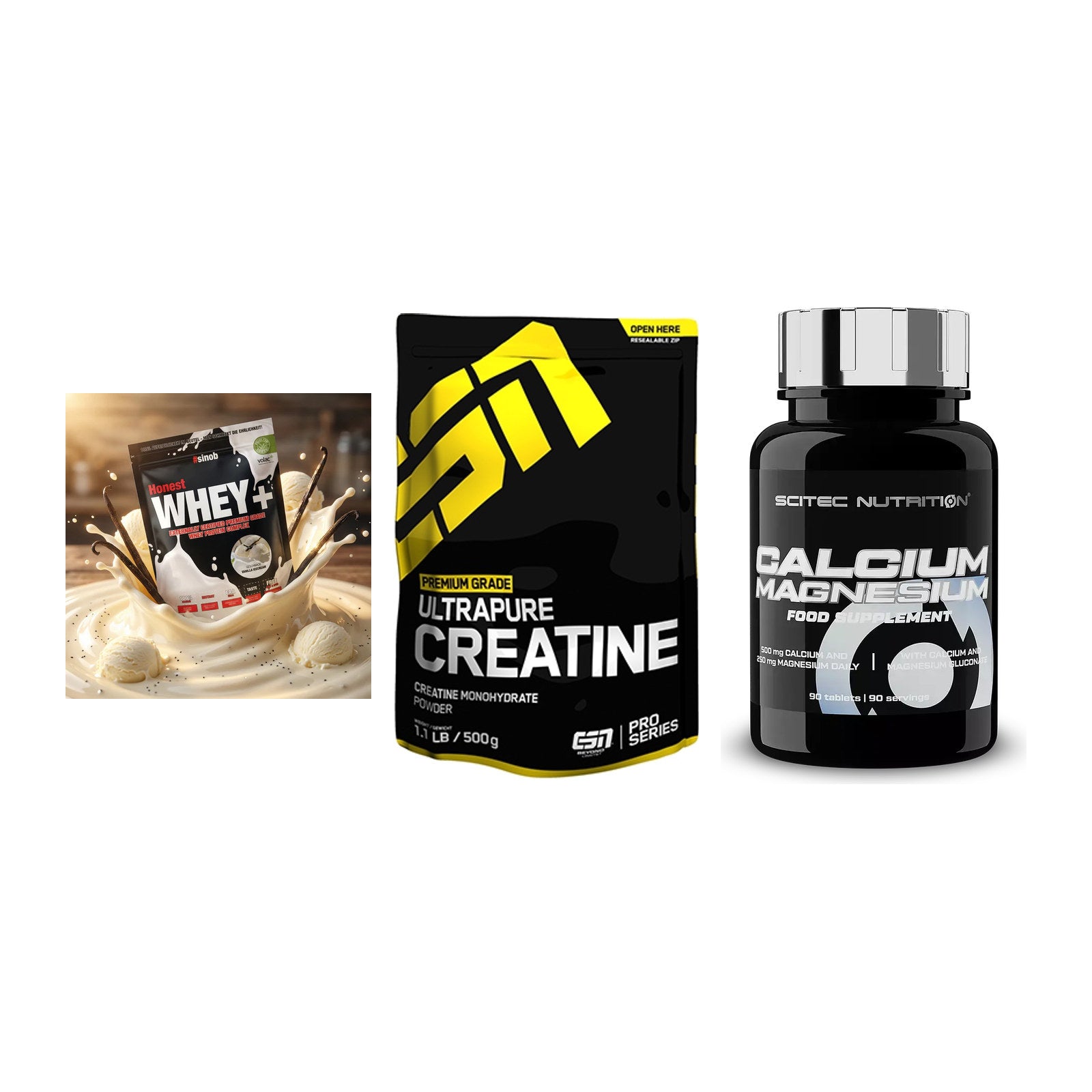 Einsteiger-Set: Sinob Honest + ESN Ultrapure + Scitec Calcium – alle enthaltenen Artikel