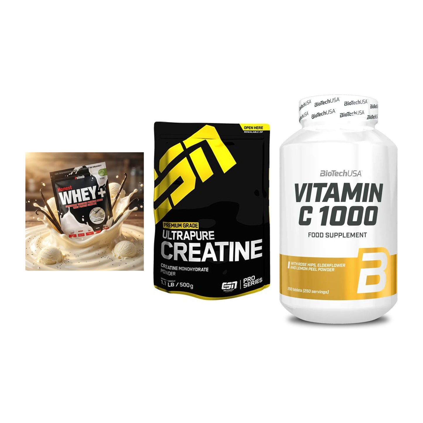 Einsteiger-Set: Sinob Honest + ESN Ultrapure + BioTech Vitamin – alle enthaltenen Artikel