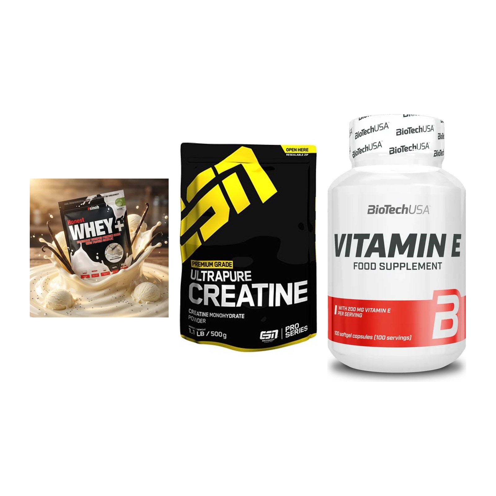 Einsteiger-Set: Sinob Honest + ESN Ultrapure + BioTech Vitamin – alle enthaltenen Artikel