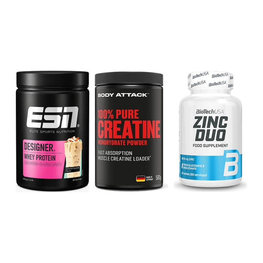 Einsteiger-Set: ESN Designer + Body Attack 100% + BioTech Zinc Duo – alle enthaltenen Artikel