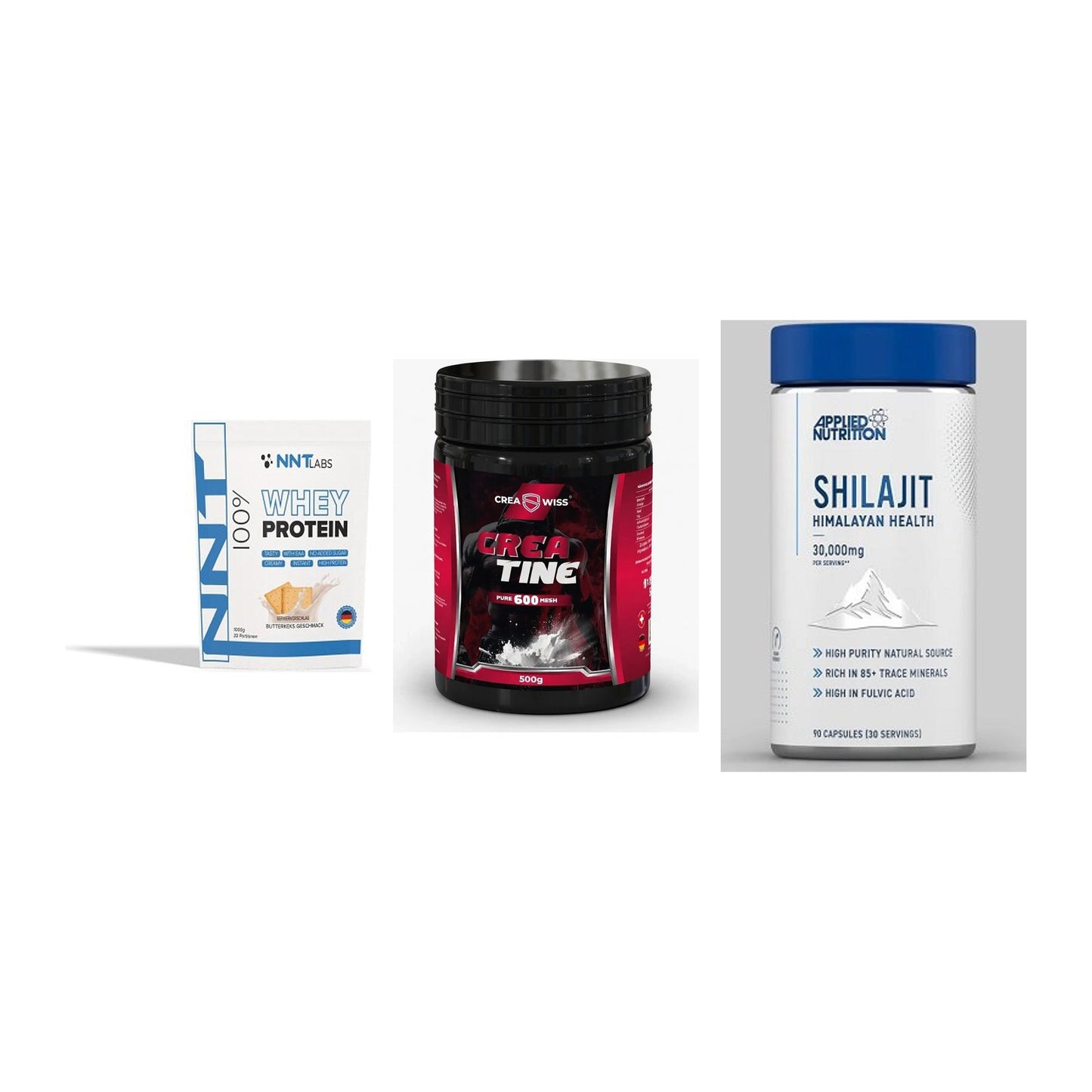 Einsteiger-Set: NNT Whey + CREASWISS + Applied Nutritio – alle enthaltenen Artikel