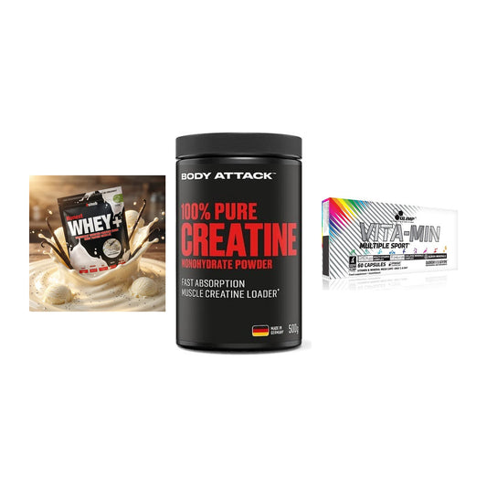 Einsteiger-Set: Sinob Honest + Body Attack 100% + Olimp Vita-Min – alle enthaltenen Artikel