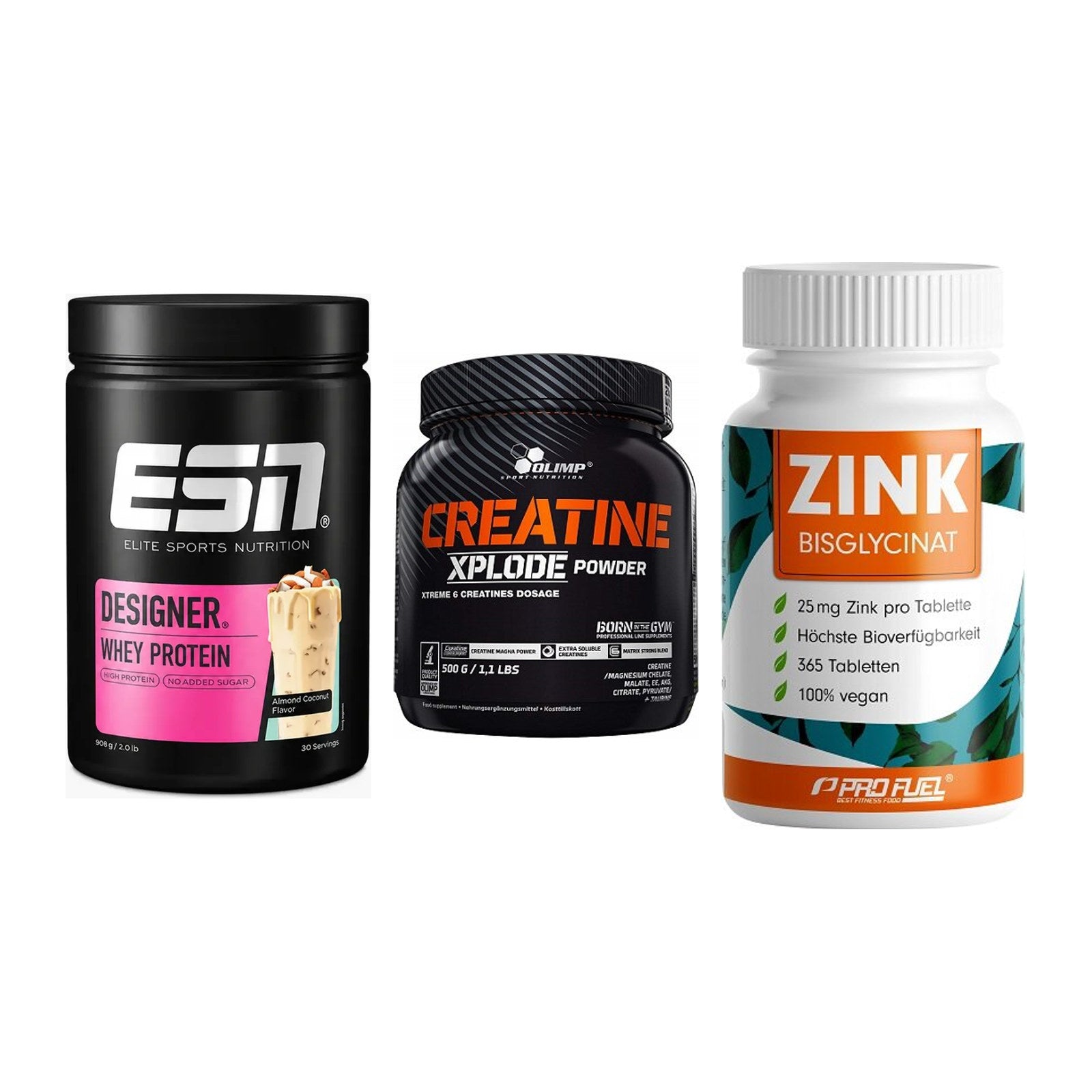 Einsteiger-Set: ESN Designer + Olimp Creatine + ProFuel Zink – alle enthaltenen Artikel