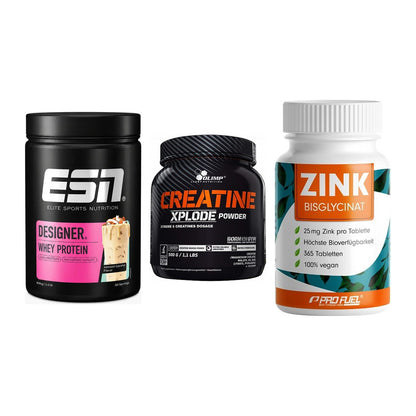 Einsteiger-Set: ESN Designer + Olimp Creatine + ProFuel Zink – alle enthaltenen Artikel