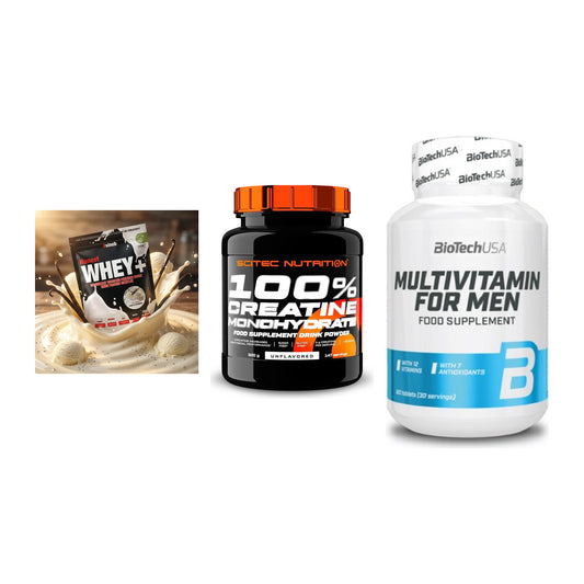 Einsteiger-Set: Sinob Honest + Scitec Creatine + BioTech Multivit – alle enthaltenen Artikel