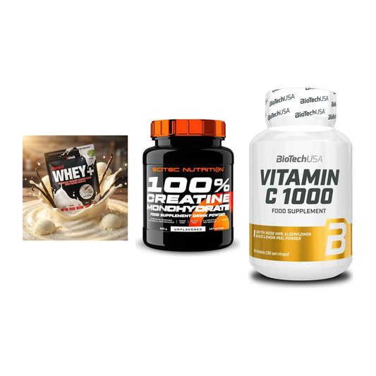 Einsteiger-Set: Sinob Honest + Scitec Creatine + BioTech Vitamin – alle enthaltenen Artikel