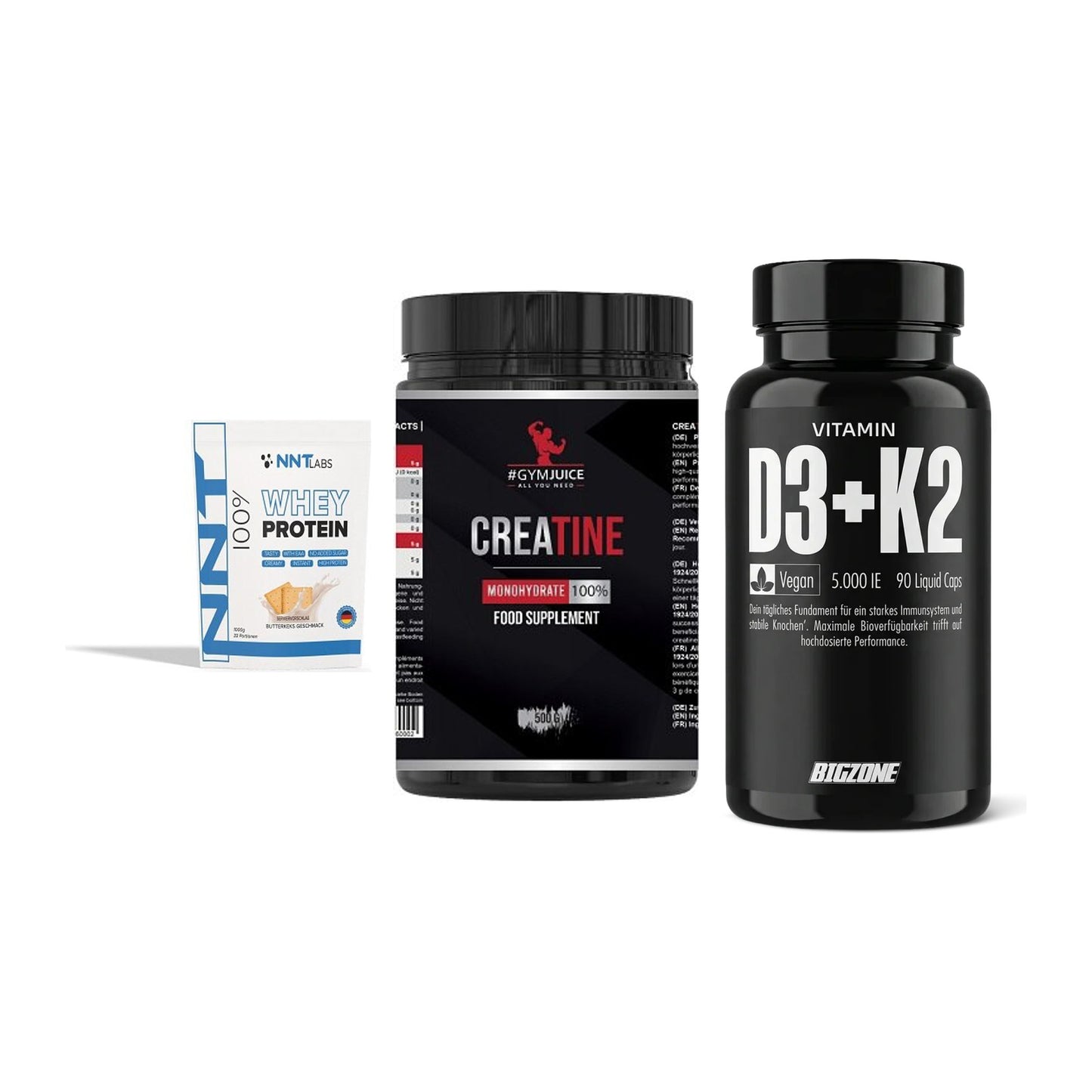 Einsteiger-Set: NNT Whey + #GYMJUICE + Big Zone Vitamin – alle enthaltenen Artikel