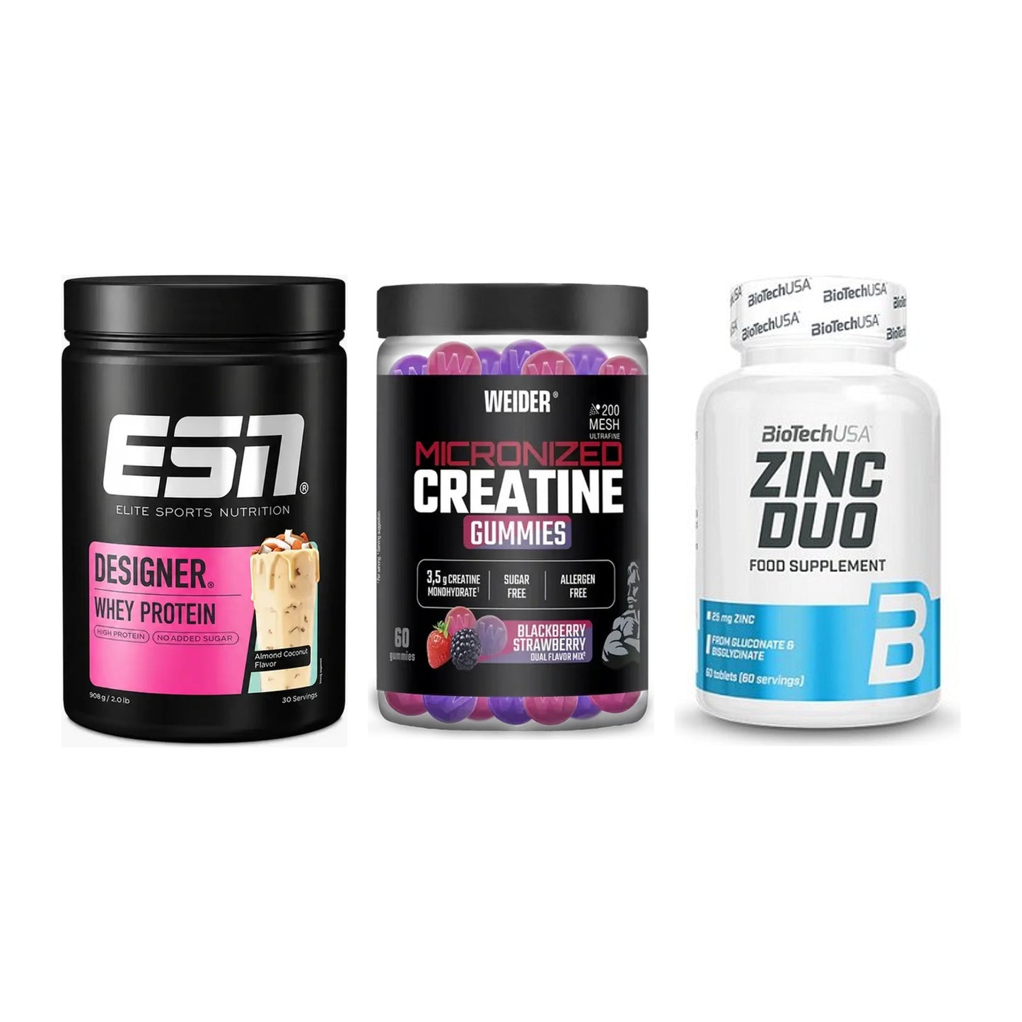 Einsteiger-Set: ESN Designer + Weider Micronize + BioTech Zinc Duo – alle enthaltenen Artikel