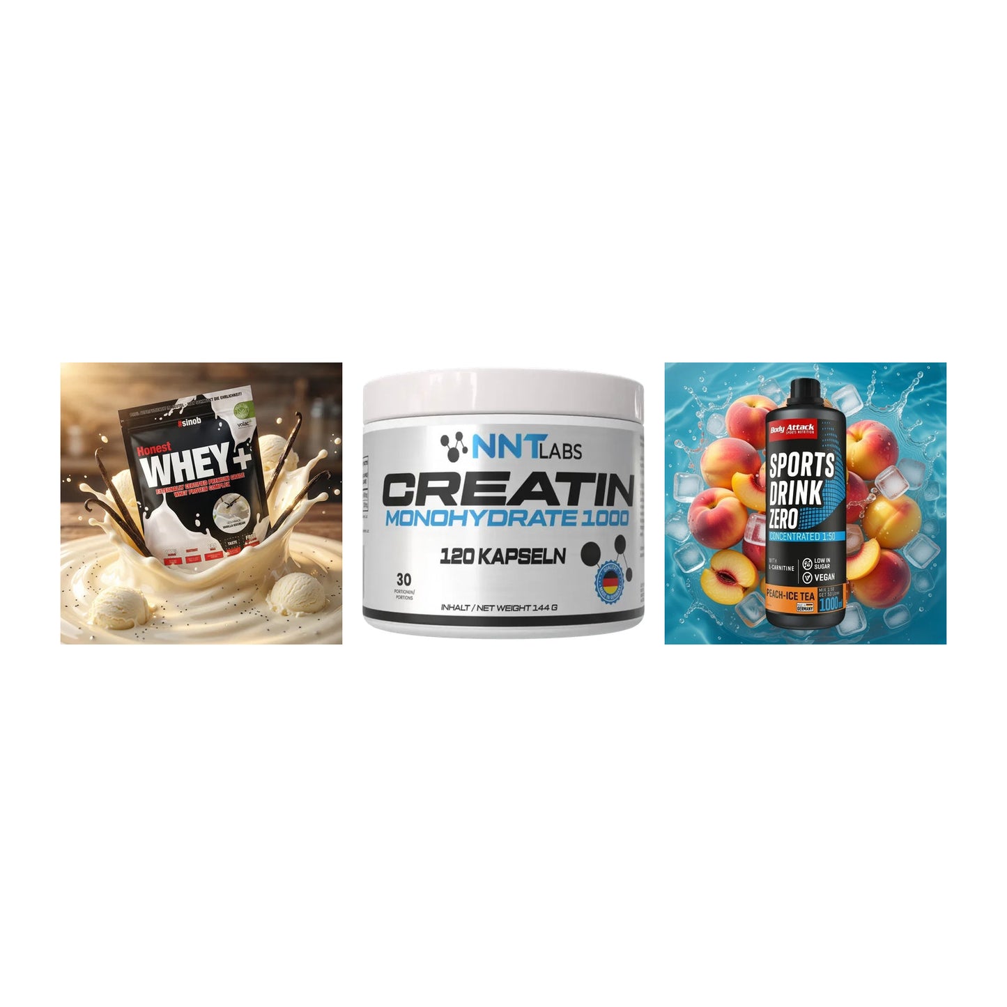 Einsteiger-Set: Sinob Honest + NNT Creatin 1000 + Body Attack – alle enthaltenen Artikel