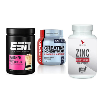 Einsteiger-Set: ESN Designer + Nutrend Creatine + #GYMJUICE ZINC – alle enthaltenen Artikel