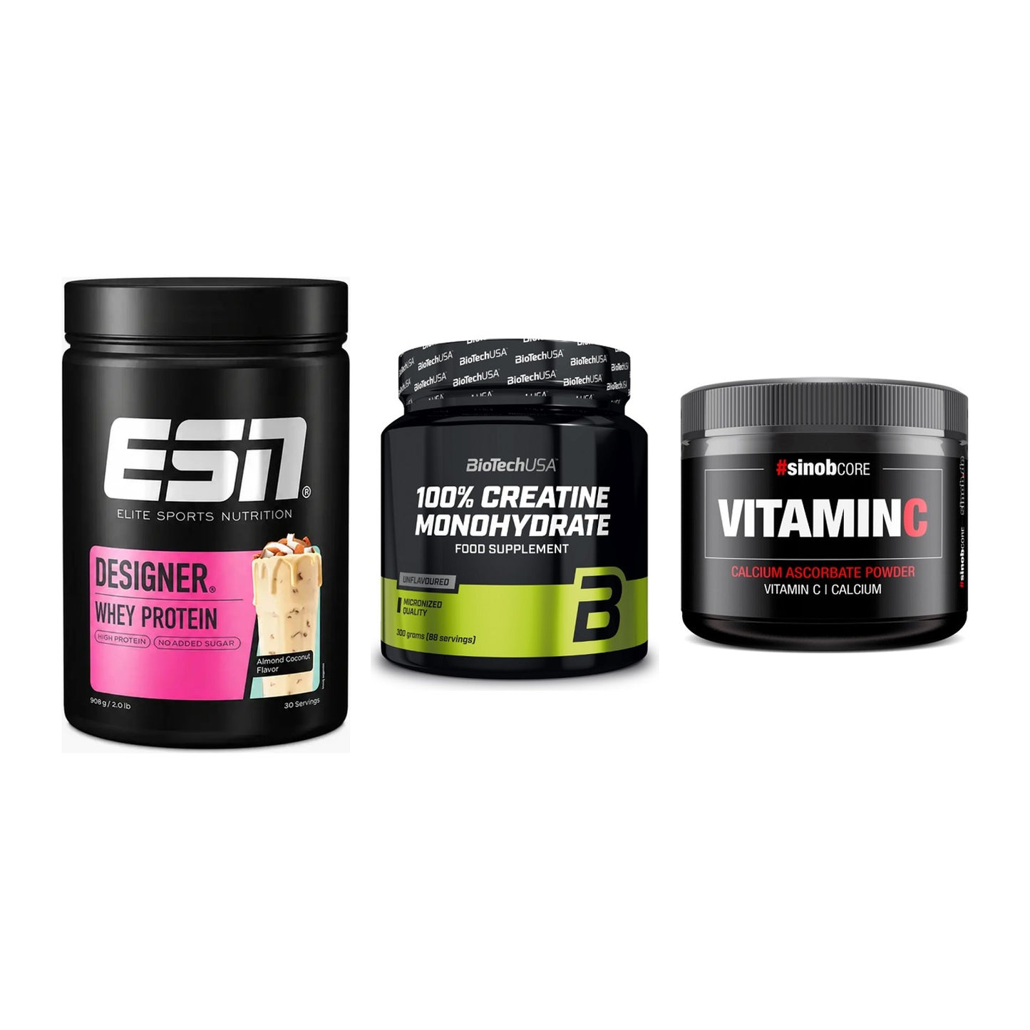 Einsteiger-Set: ESN Designer + BioTech Creatine + Sinob Vitamin C – alle enthaltenen Artikel