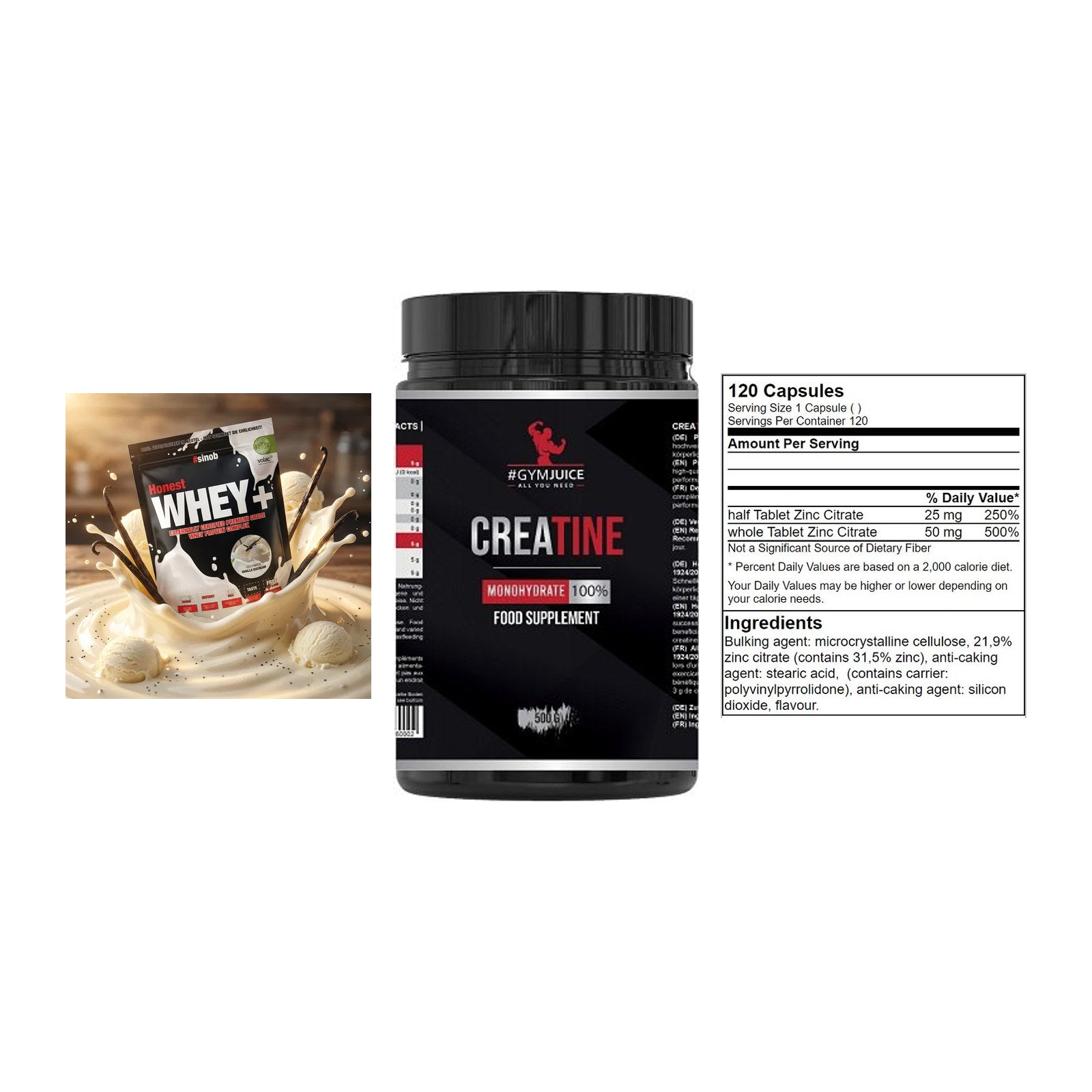 Einsteiger-Set: Sinob Honest + #GYMJUICE + GN Zinc Citrate – alle enthaltenen Artikel