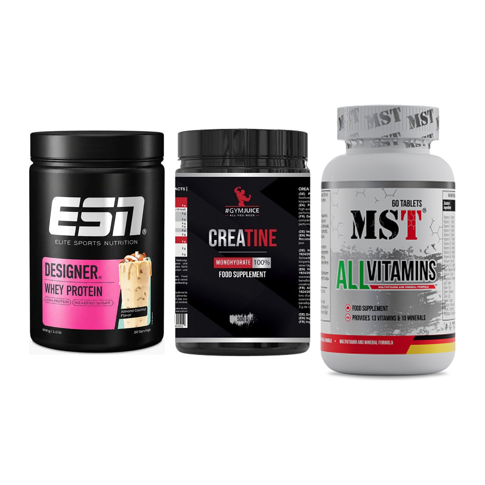 Einsteiger-Set: ESN Designer + #GYMJUICE + MST All Vitamins – alle enthaltenen Artikel