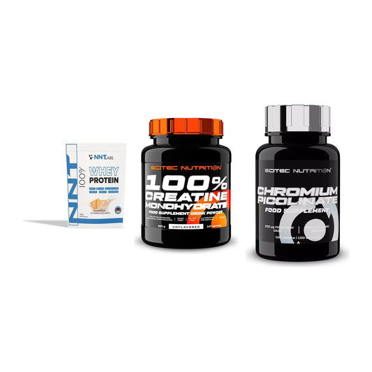 Einsteiger-Set: NNT Whey + Scitec Creatine + Scitec Chromium – alle enthaltenen Artikel